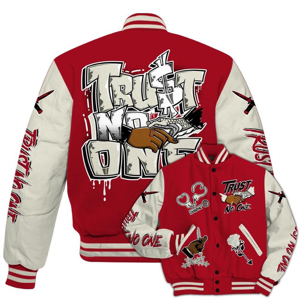 2025 High OG Cinnabar 1s Varsity Jacket, Trust No One Baseball Jackets