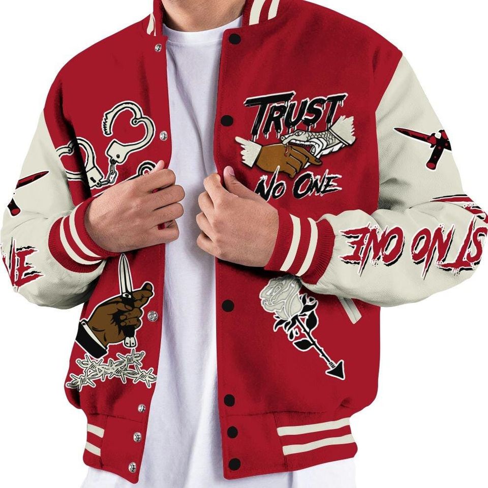 2025 High OG Cinnabar 1s Varsity Jacket, Trust No One Baseball Jackets