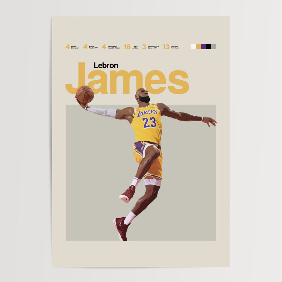 LeBron James Premium Matte Vertical Posters, Basketball  Wall Art, Sport Poster, Home Decor