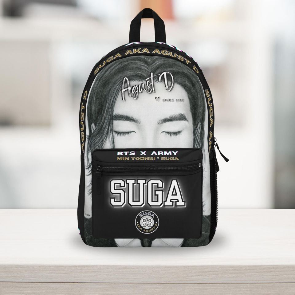 BTS Suga Black Backpack, Kpop Army Knapsack, Agust D Min Yoongi Bag, BTS Merchandise