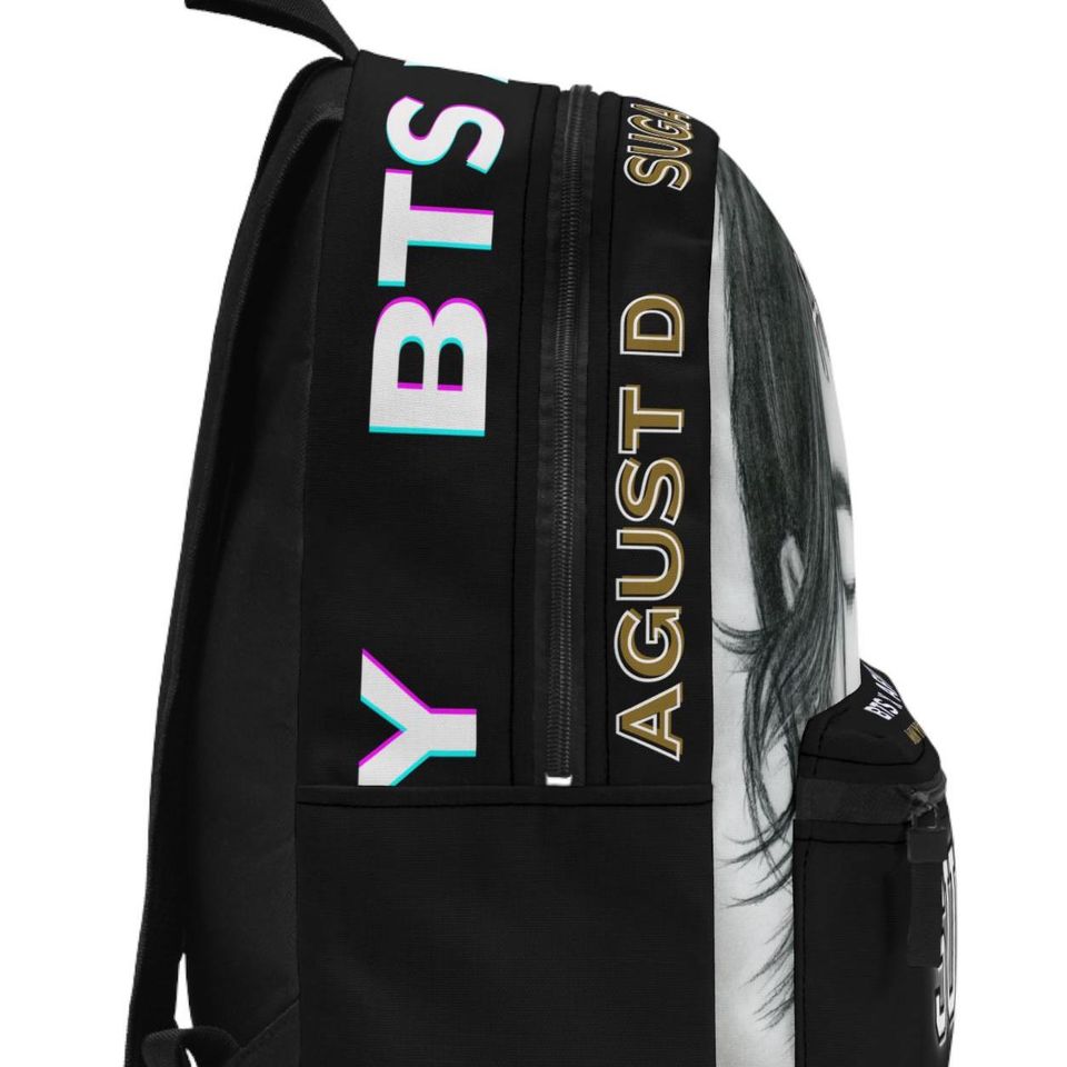 BTS Suga Black Backpack, Kpop Army Knapsack, Agust D Min Yoongi Bag, BTS Merchandise
