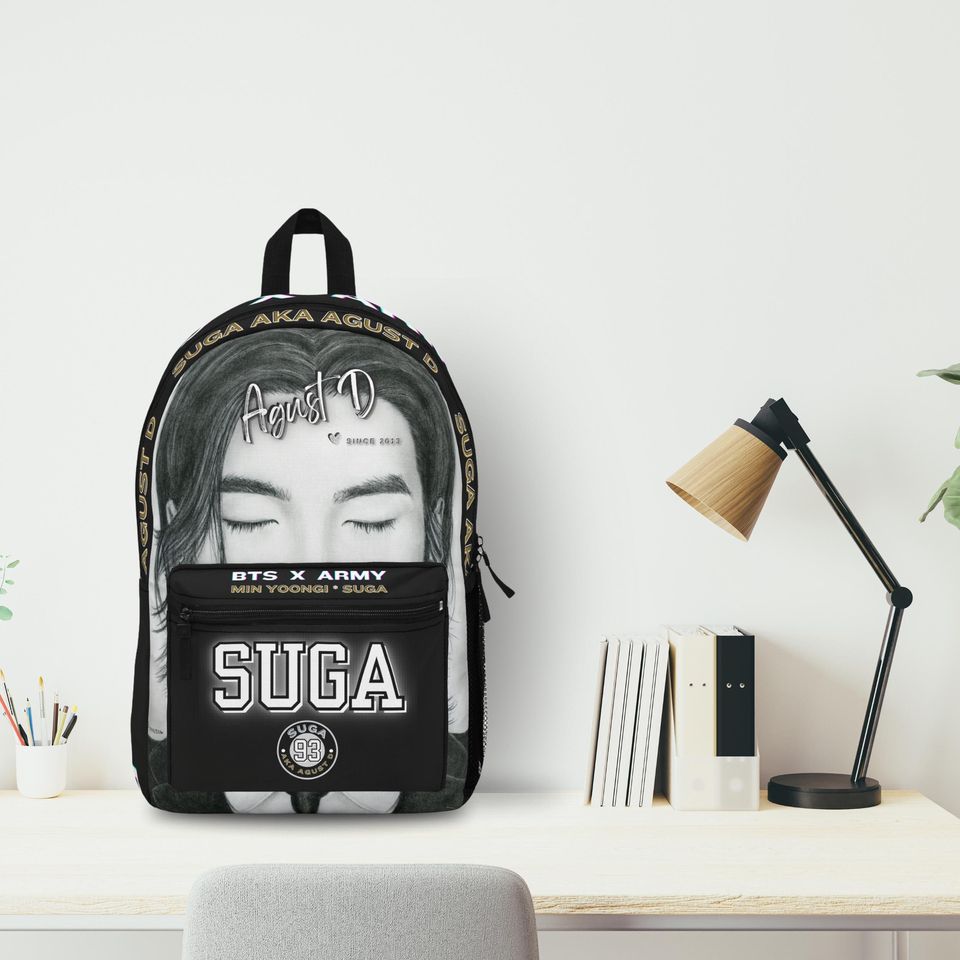 BTS Suga Black Backpack, Kpop Army Knapsack, Agust D Min Yoongi Bag, BTS Merchandise