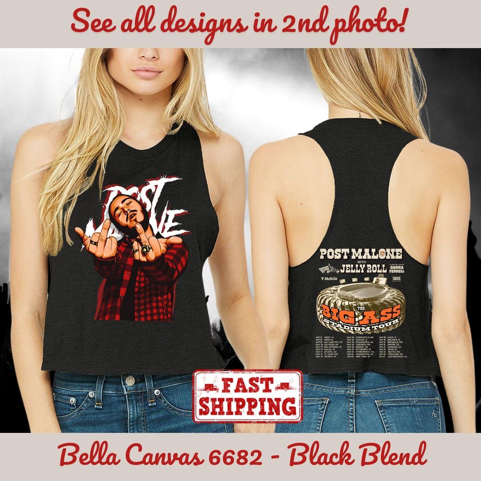 Vintage Post Malone Crop Tank Top - Posty Tour 2025 Merch