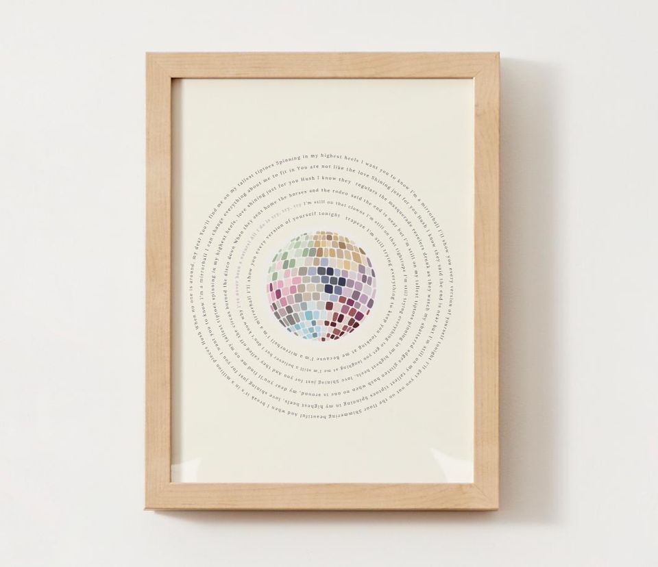 Taylorr Swifts Mirrorball | Printed Wall Art | Lyrics Print