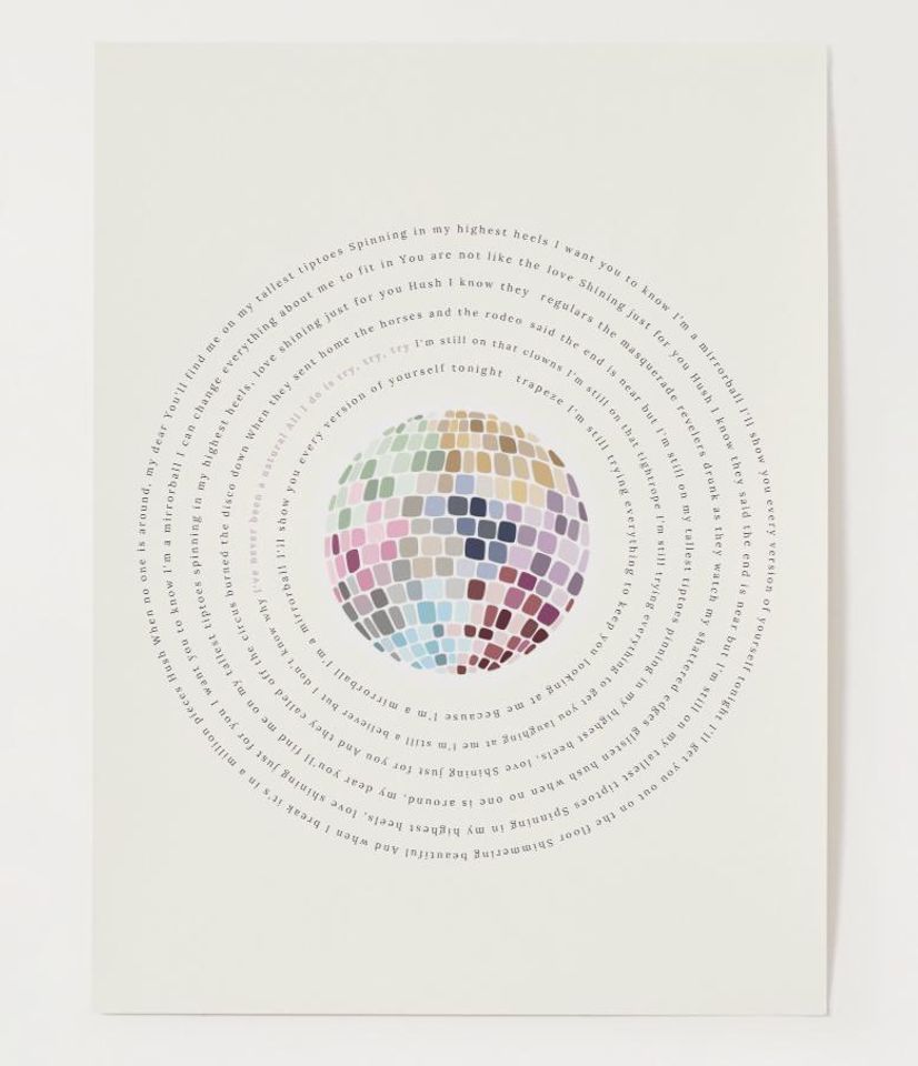 Taylorr Swifts Mirrorball | Printed Wall Art | Lyrics Print