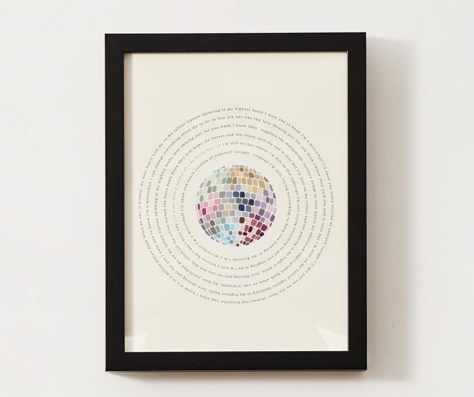 Taylorr Swifts Mirrorball | Printed Wall Art | Lyrics Print