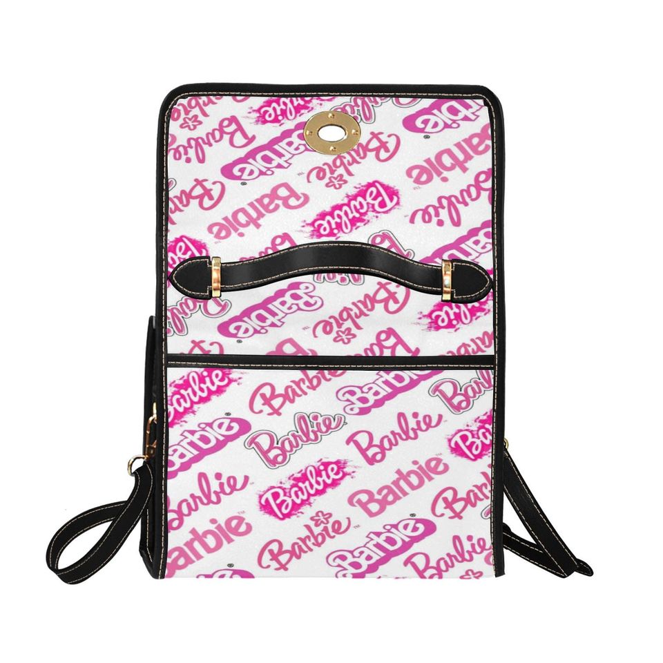 Character Pink Barbie with Glasses Lock bag (black shoulder strap, black edging)