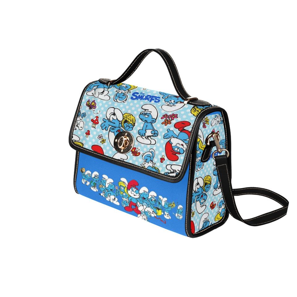Character blue Smurf Lock bag (black shoulder strap, black edging)