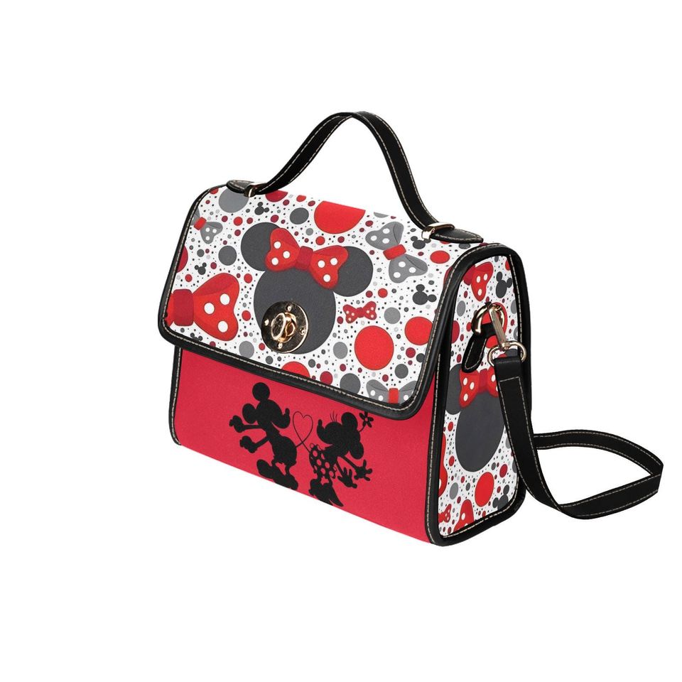Character Minnie & Mickey Lock bag (black shoulder strap, black edging)