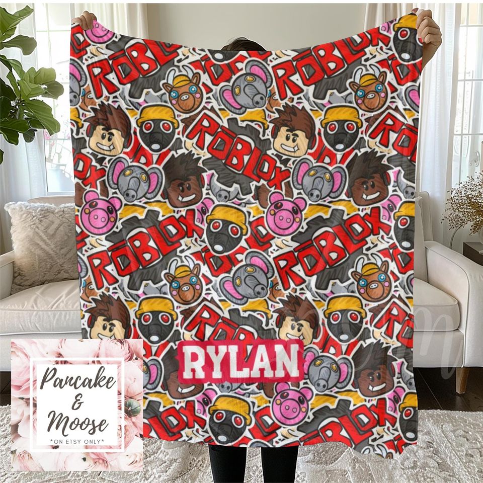 Personalized Gamer Blanket | Custom Name Gaming Throw | Cool Red & Black Gamer Gift for Kids