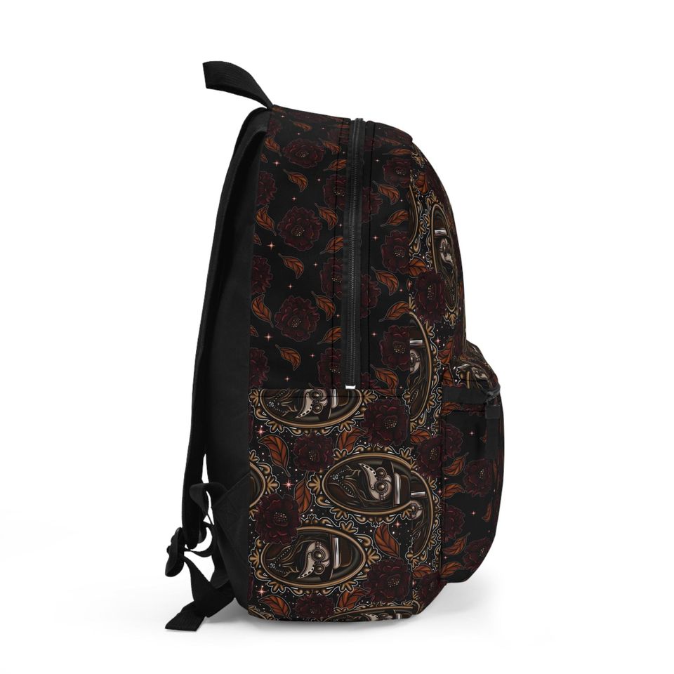 Gothic Plague Doctor Backpack - Dark Floral Vintage Aesthetic Bag