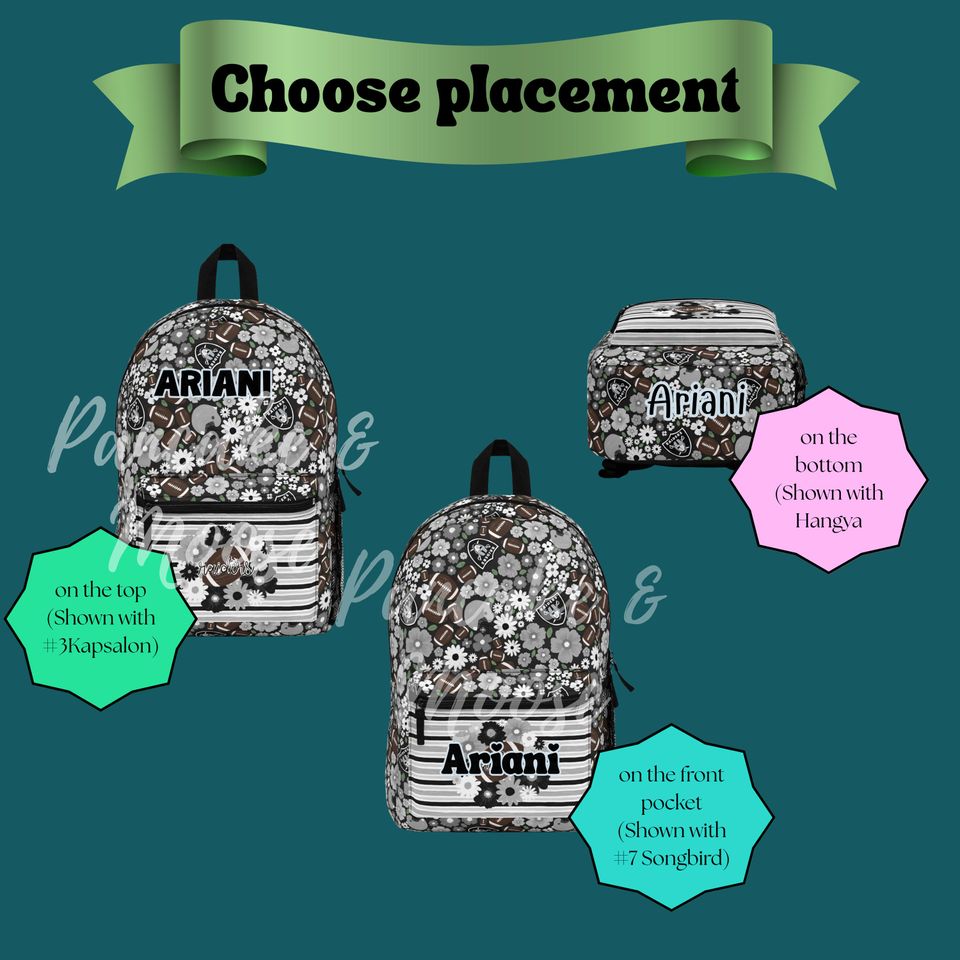 Las Vegas Football Floral Backpack - Black & Silver Game Day School Bag