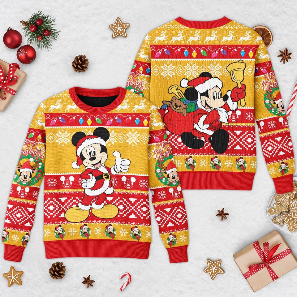 Cute Mickey Mouse Ugly Christmas Sweater, Mickey Mouse Movie Xmas Sweatshirt