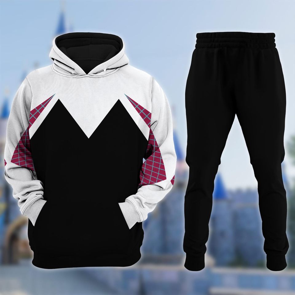 Spider Girl Cosplay Hoodie Jogger Set, Gwen Stacy 3D Print Halloween Costume
