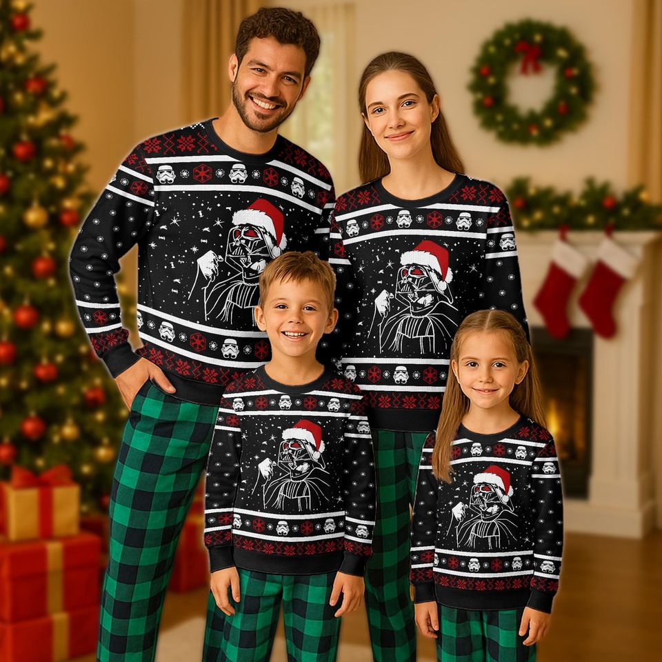 Santa Darth Vader Christmas Ugly Sweater, Star Wars Christmas Sweatshirt, Darth Vader Xmas Shirt, Galaxy's Edge Gift For Men Women Kid