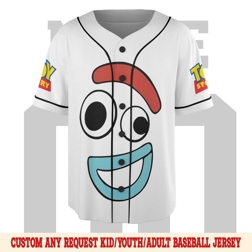 Forky Halloween Costume Baseball Jersey, Forky Halloween Group, Forky Emotion Face Jersey