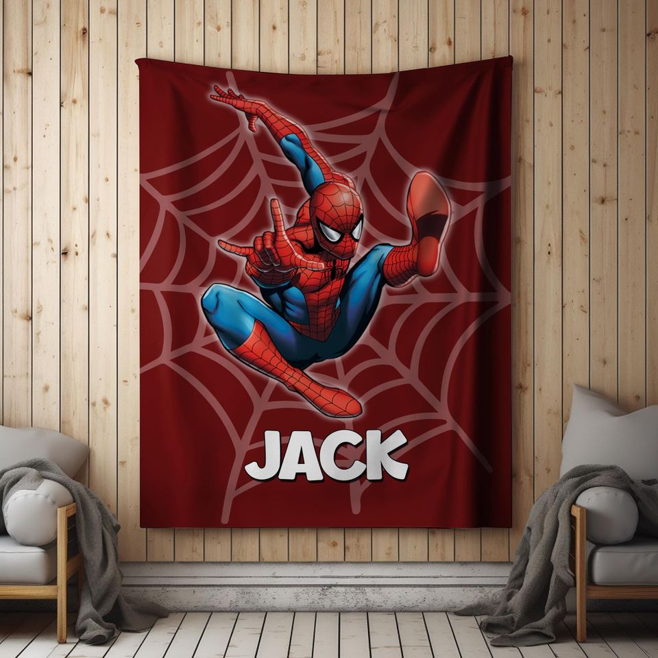 Personalized Spiderman Blanket, Spider Man Fleece Blanket, Spiderman Birthday Gift