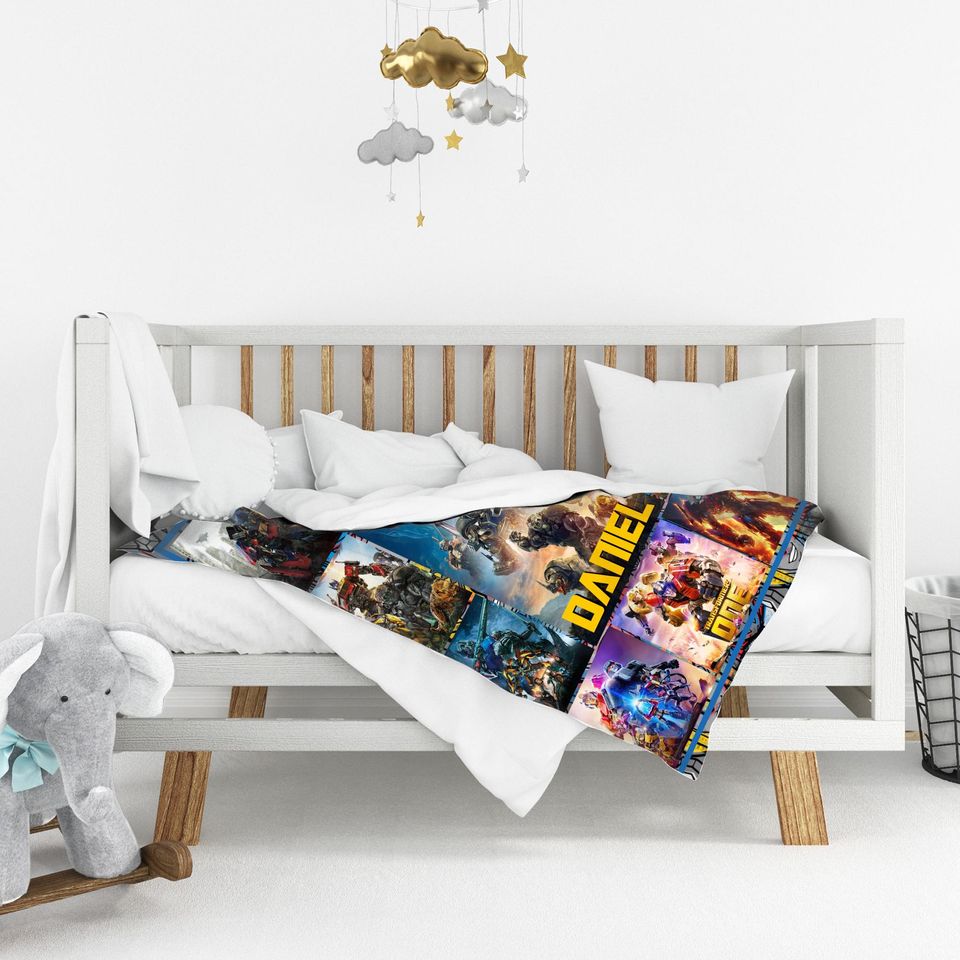 Custom Transformer Blanket Robot Personalized Blankets, Boy Bed Room Memorial Blanket
