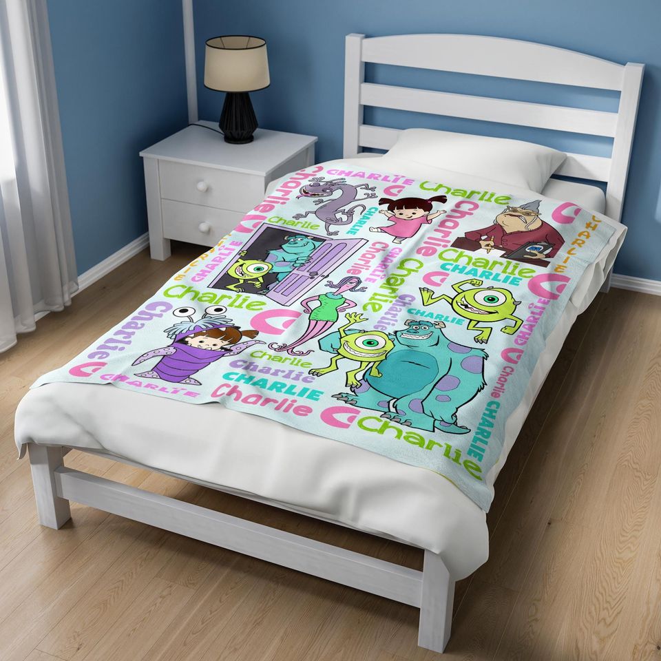 Personalized Monsters Inc Blanket, Custom Name Monster Inc Blanket