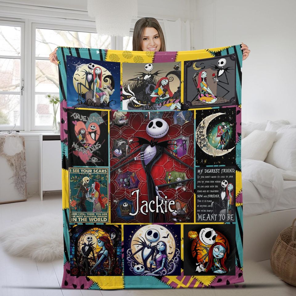 Custom Jack Skellington Sally Blanket, The Nightmare Before Christmas Blanket