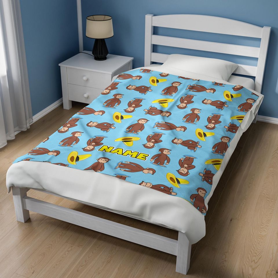 Personalized Curious George Blanket, Curious George Blanket,Custom Name Blanket