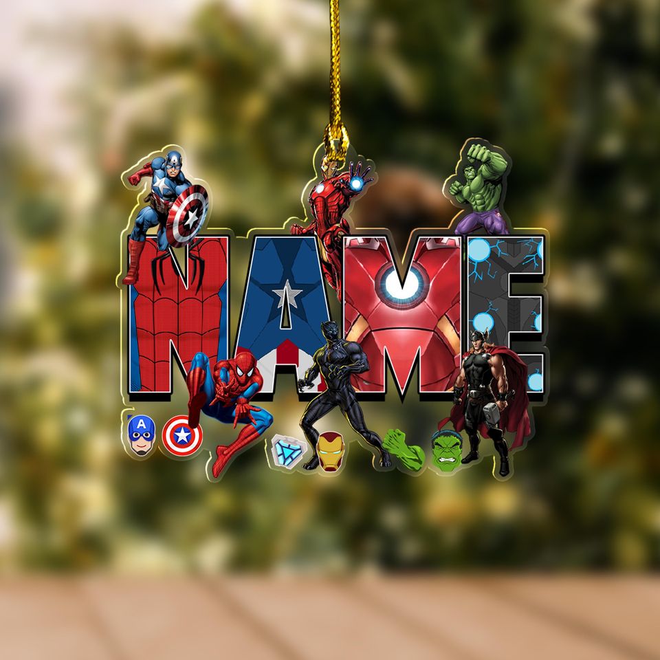Personalized Marvel Christmas Ornament, Custom Name Acrylic Ornament
