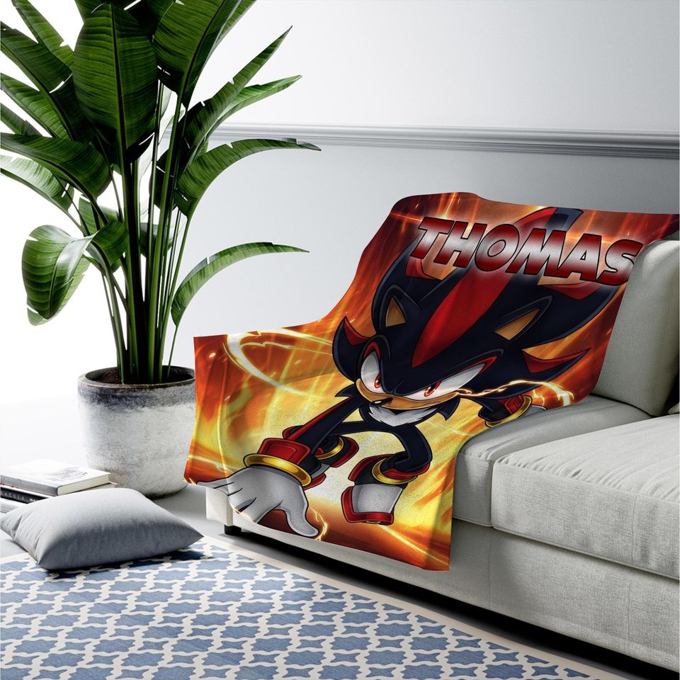 Custom Sonic or Shadow The Hedgehog Blanket, Custom Name Blanket