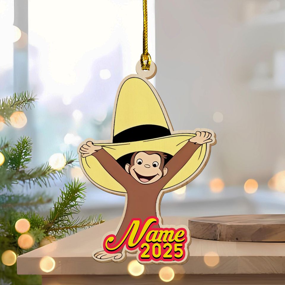 Personalized Curious George Acrylic Ornament, Customized Curious George