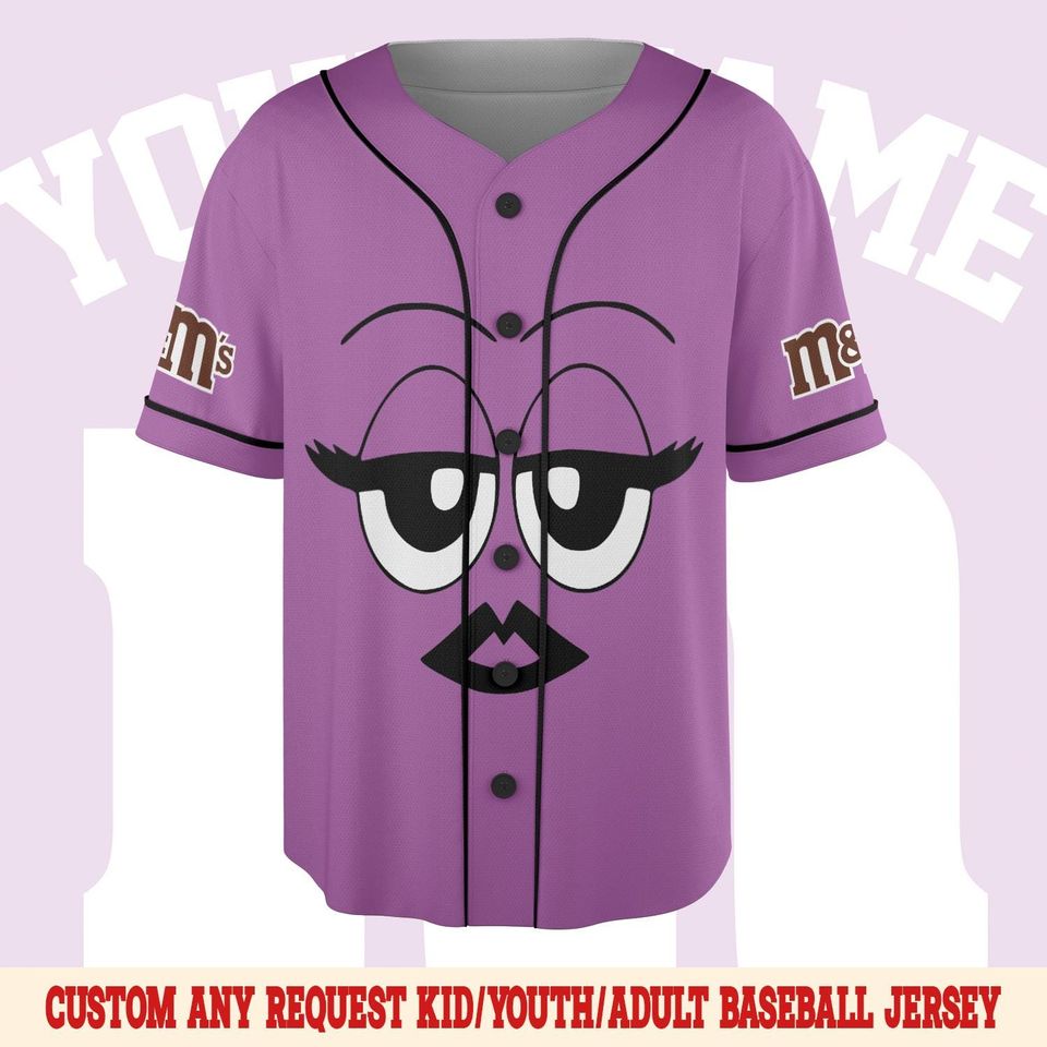 personalized m m candy halloween baseball jersey, m and m birthday baseball jersey