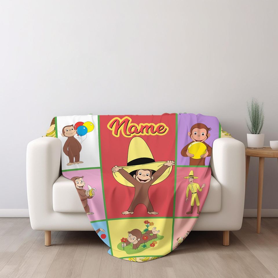 Personalized Curious George Blanket, Curious George Blanket, Custom Name Blanket