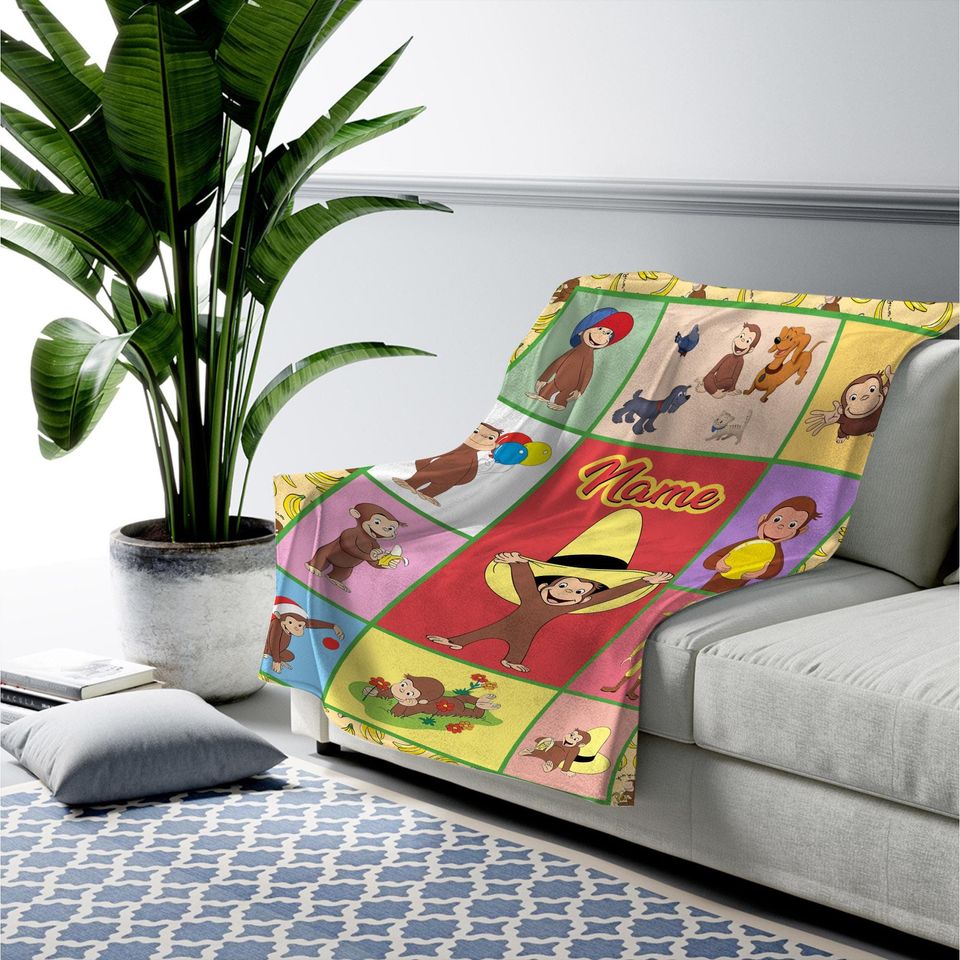 Personalized Curious George Blanket, Curious George Blanket, Custom Name Blanket