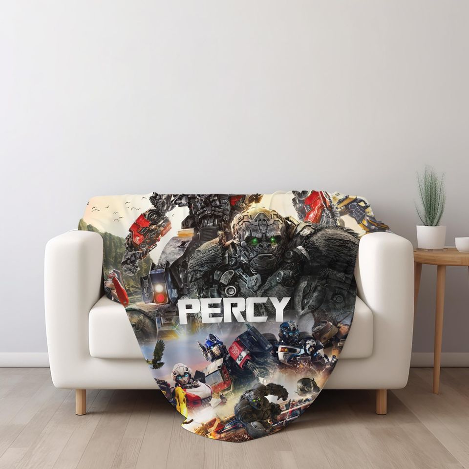 Custom Transformer Blanket, Personalized Robot Blankets, Boy Bed Room Blanket
