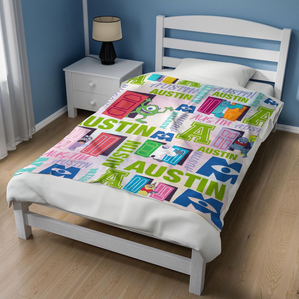 Personalized Monsters Inc Blanket, Custom Name Monster Inc Blanket