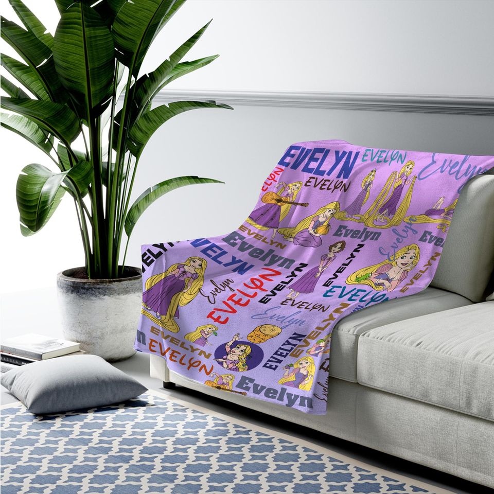 Personalized Tangled Rapunzel Blanket, Watercolor Disney Princess Blanket