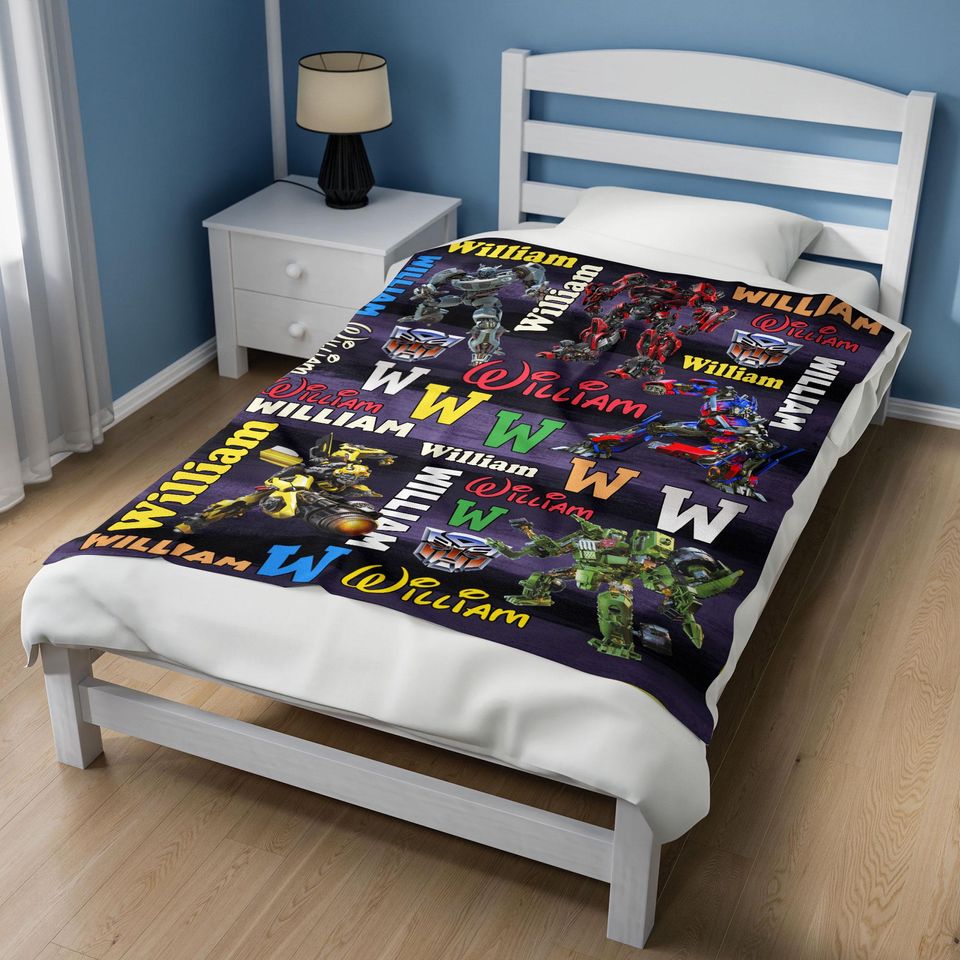 Custom Transformer Blanket/Personalized Robot Blankets/Boy Bed Room Blanket