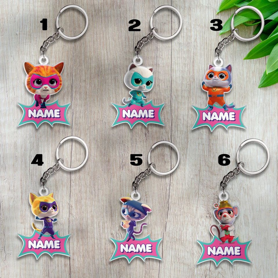 Custom Super Kitties Christmas Keychain, Super Kitties Keychain