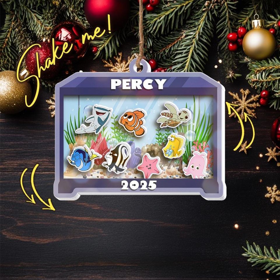Finding Nemo Christmas Shaker Acrylic Ornament, Nemo Dory Disney Christmas Keepsake