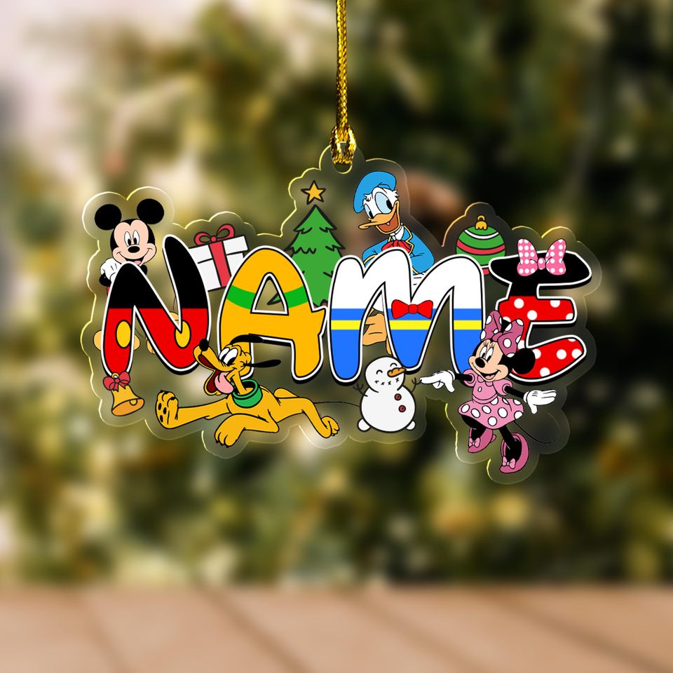 Personalized Mickey and Friends Disney Christmas Acrylic Ornament, Custom Name Ornament Gift
