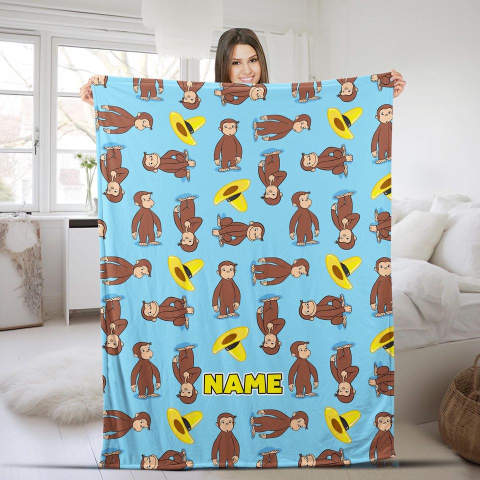 Personalized Curious George Blanket, Curious George Blanket,Custom Name Blanket