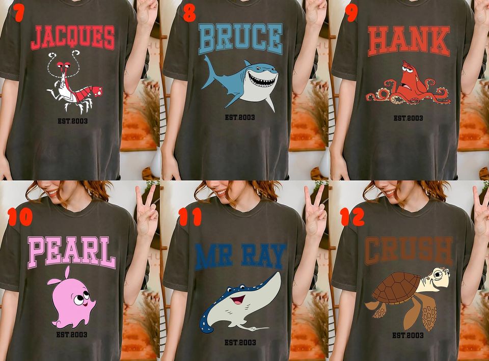 Retro Disney Finding Nemo All Characters Est 2003 Group Custom Vintage Shirt