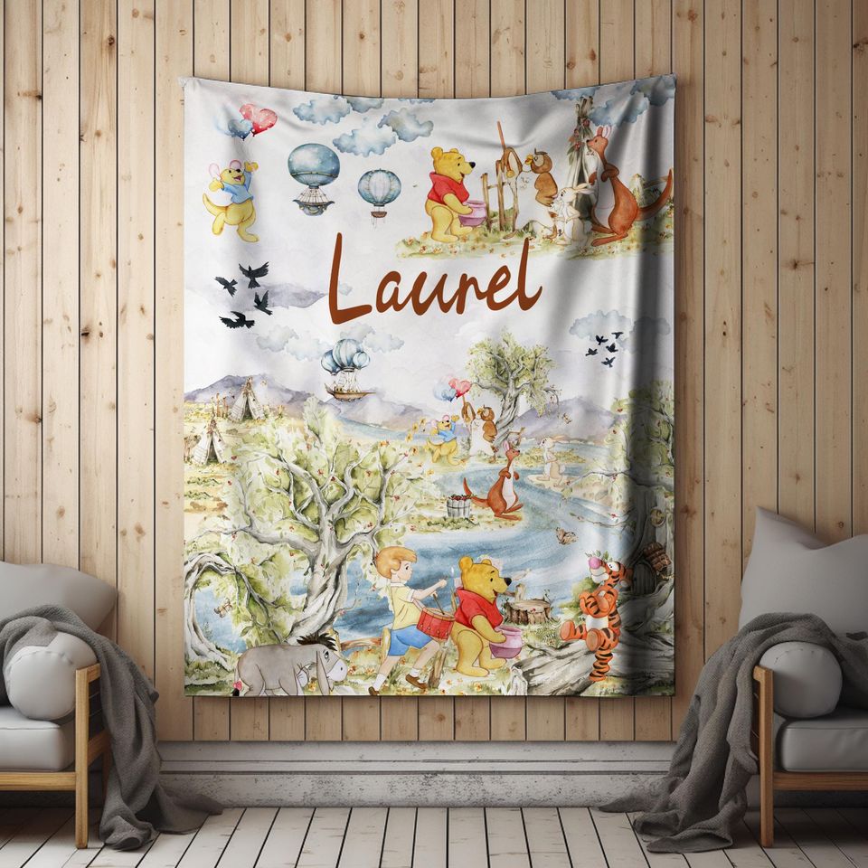 Personalized Winnie The Pooh Blanket/Pooh Bear Blanket/Winnie The Pooh And Friends Blanket