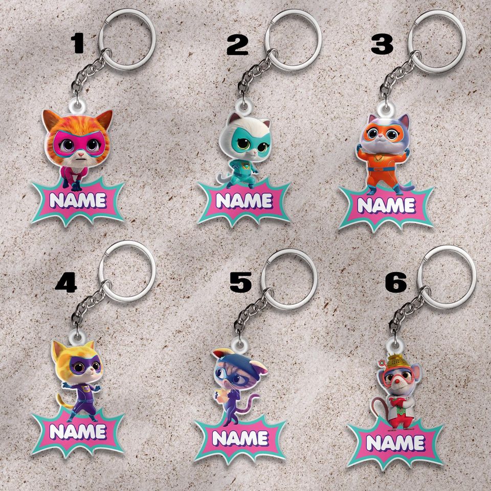 Custom Super Kitties Christmas Keychain, Super Kitties Keychain