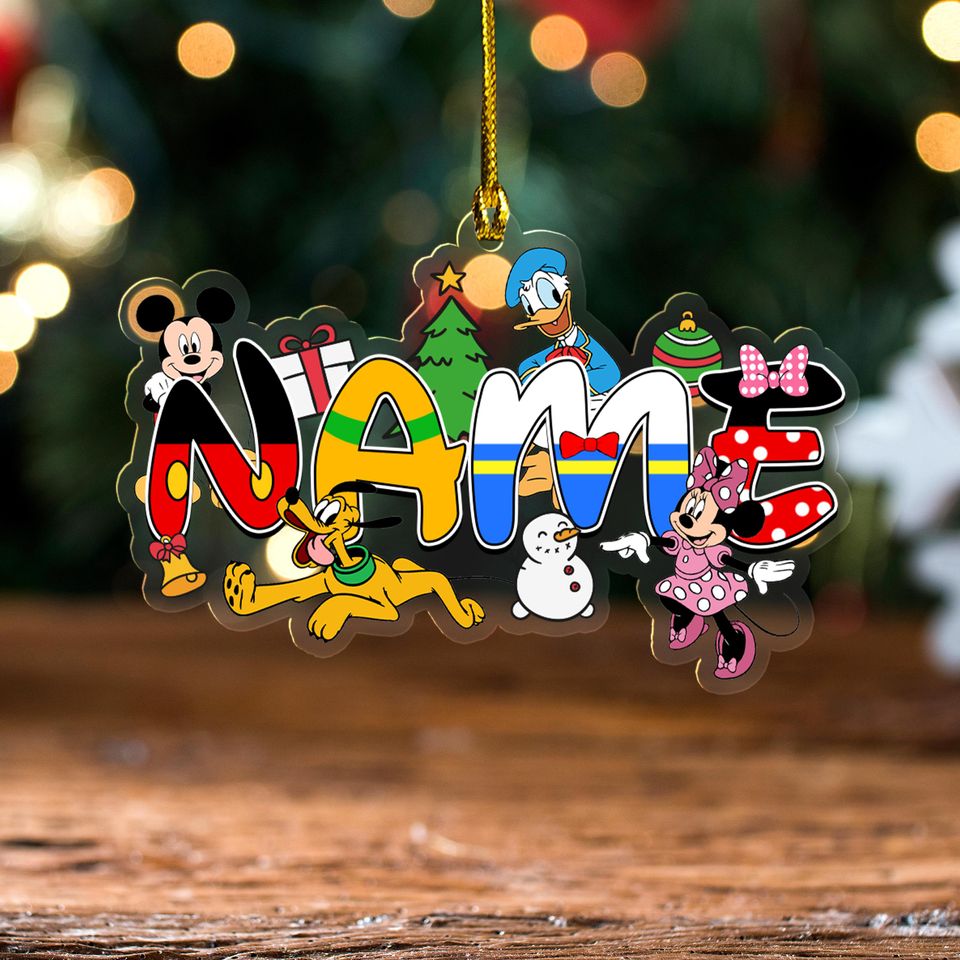 Personalized Mickey and Friends Disney Christmas Acrylic Ornament, Custom Name Ornament Gift