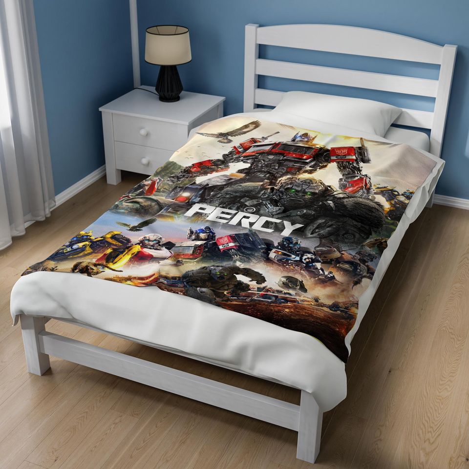 Custom Transformer Blanket, Personalized Robot Blankets, Boy Bed Room Blanket