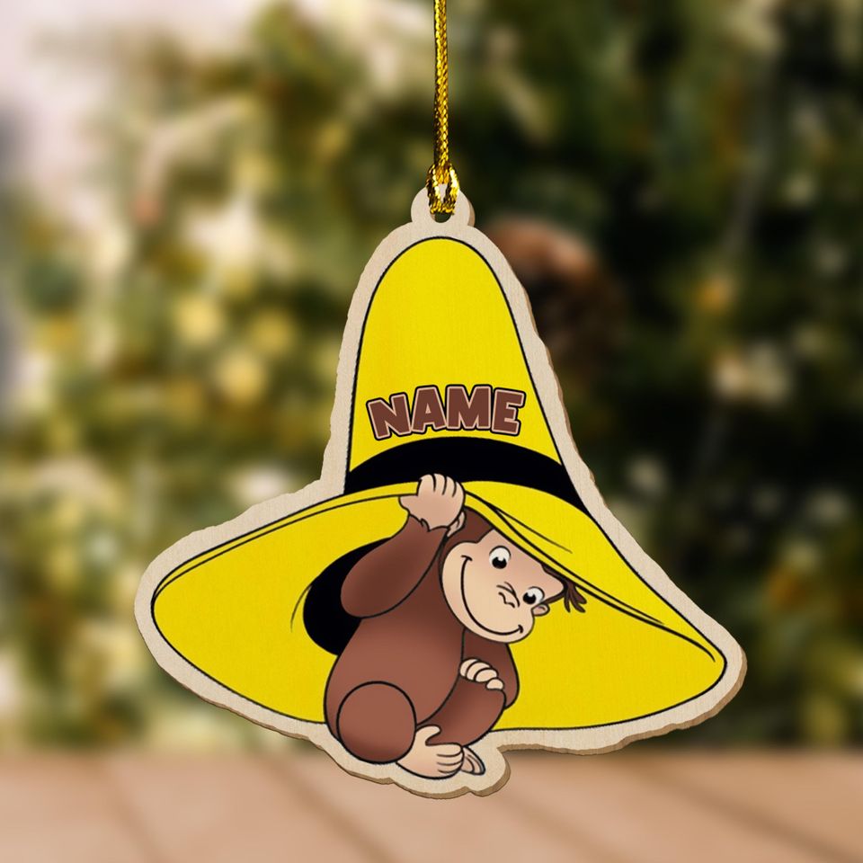 Custom Name Curious George Christmas Acrylic Ornament
