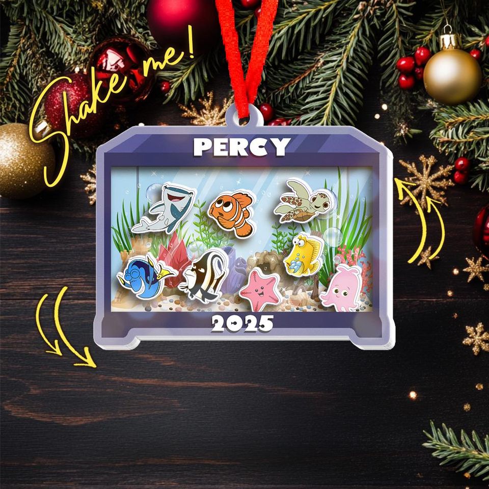 Finding Nemo Christmas Shaker Acrylic Ornament, Nemo Dory Disney Christmas Keepsake