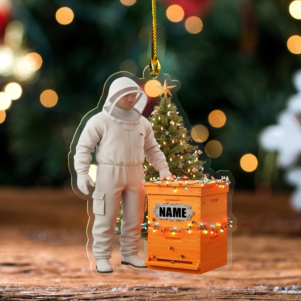 Personalized Beehive Acrylic Ornament: Beekeeper Gift