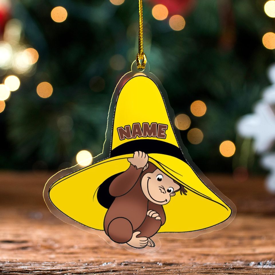 Custom Name Curious George Christmas Acrylic Ornament