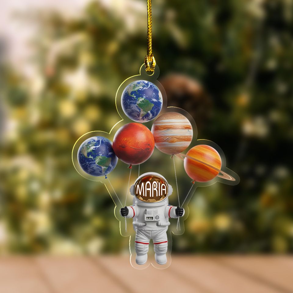 Personalized Astronaut Christmas Acrylic Ornament: Space Rocket