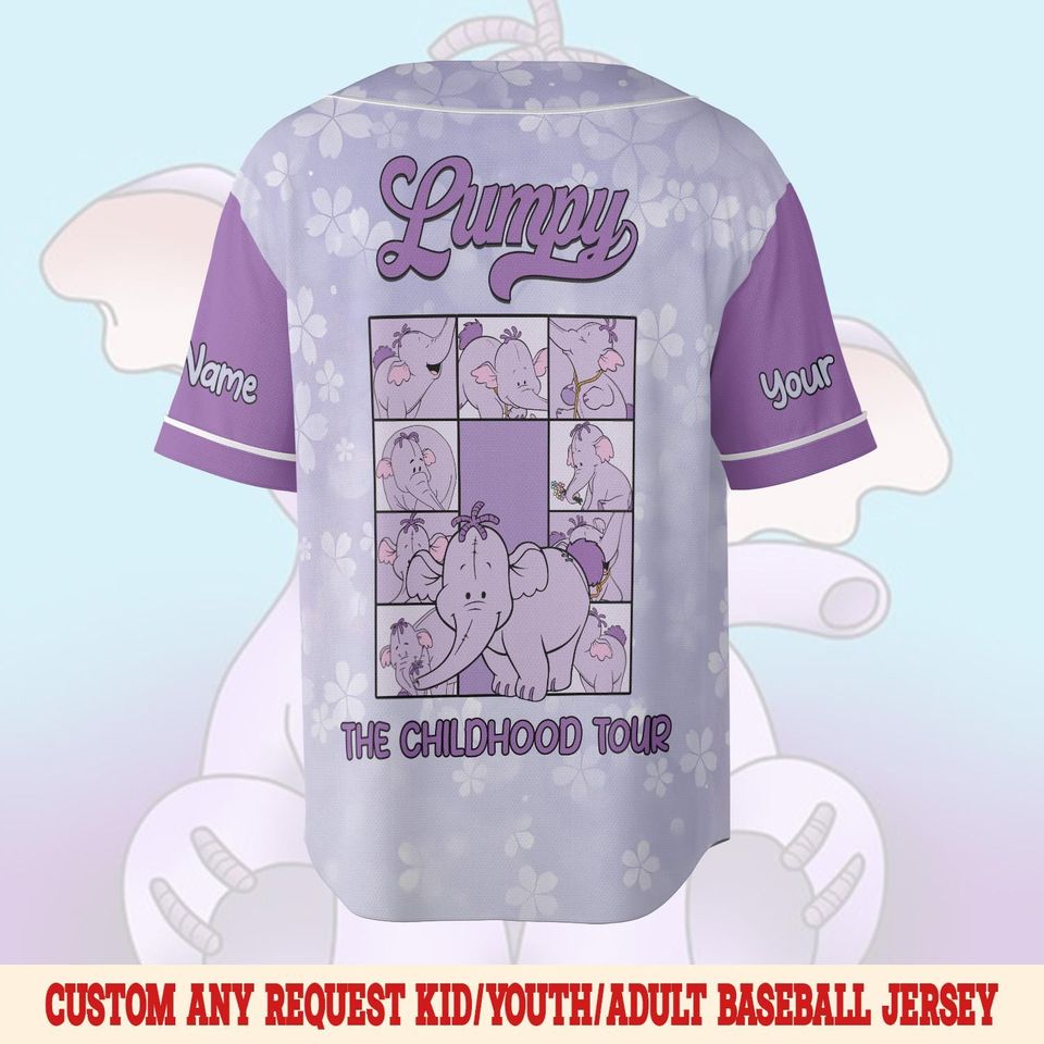 Custom Disney Lumpy Baseball Jersey, Winnie The Pooh Shirt, Personalized Disney Jersey